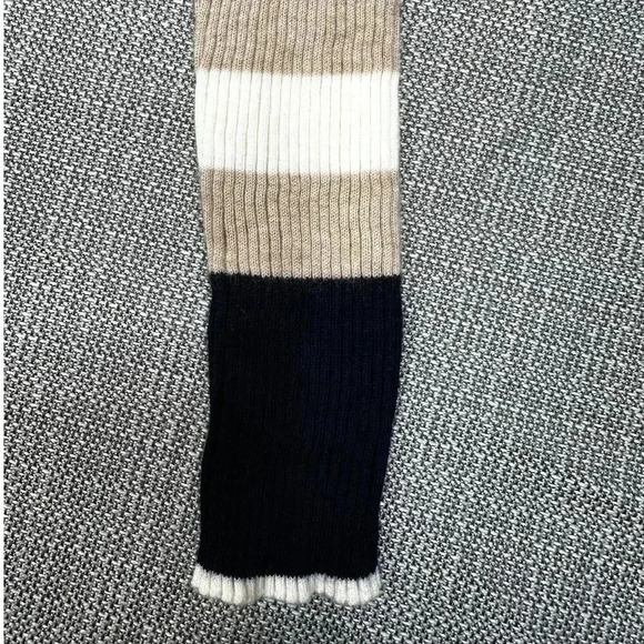 Vineyard Vines 100% Cashmere Tan & Navy Stripe Ribbed Nock Neck Sweater - XS - Picture 6 of 11